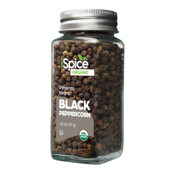 iSpice |  Organic Black Peppercorn | 1.8 oz | Premium Spices | Kosher | USDA Organic Certified Online Hot Sale