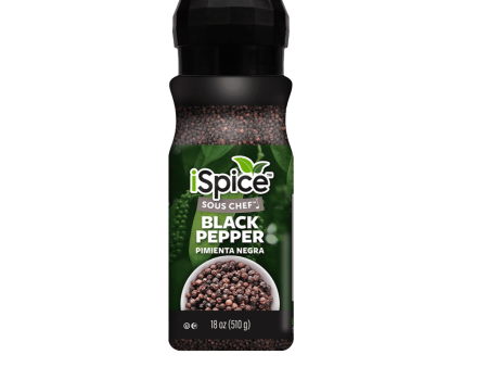 iSpice | Black Pepper Grinder | 18 oz | Gourmet Spice | Kosher | Halal | Robust Flavor Supply