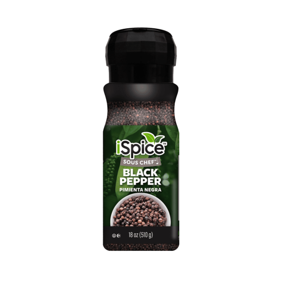 iSpice | Black Pepper Grinder | 18 oz | Gourmet Spice | Kosher | Halal | Robust Flavor Supply