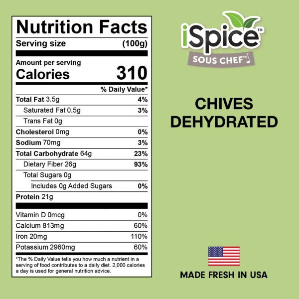 iSpice | Chives Dehydrated | 0.6 oz | Premium Herbs | Kosher | Flavorful Finish Online