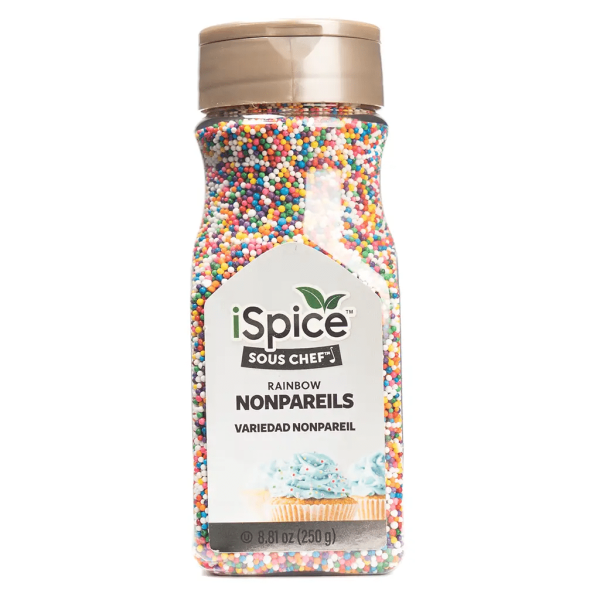 iSpice | Rainbow Nonpareils Sprinkles | 8.81 oz | Mixed Spices & Seasonings | Kosher |BPA Free Bottle Discount