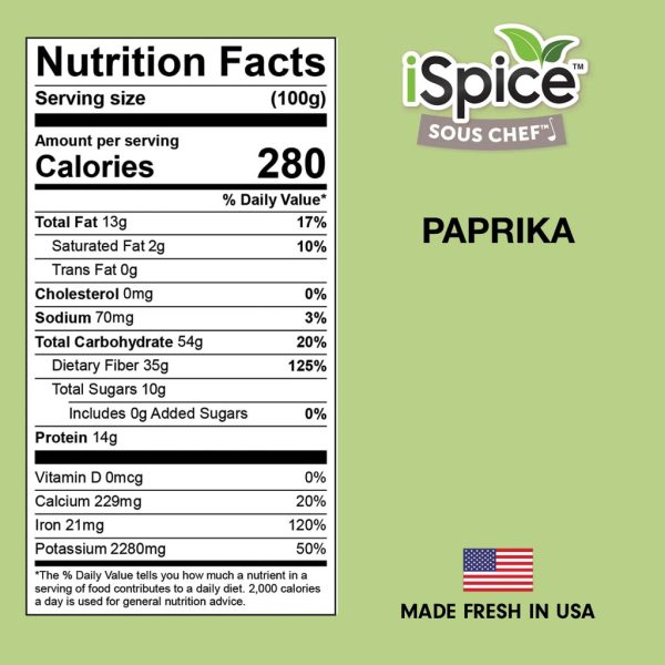 iSpice | Paprika | 4.3 oz | Gourmet Spice  | Kosher | Halal | Sweet undertone For Discount