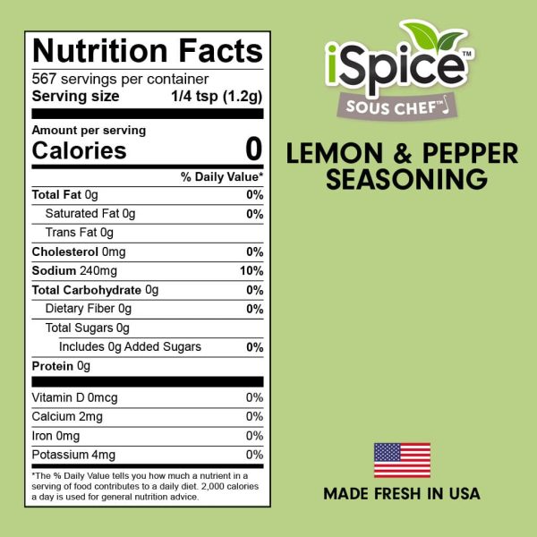 iSpice | Lemon Pepper Seasoning | 9 oz | Mixed Spices & Seasonings | Kosher|Halal| Food Grade Bottle Hot on Sale