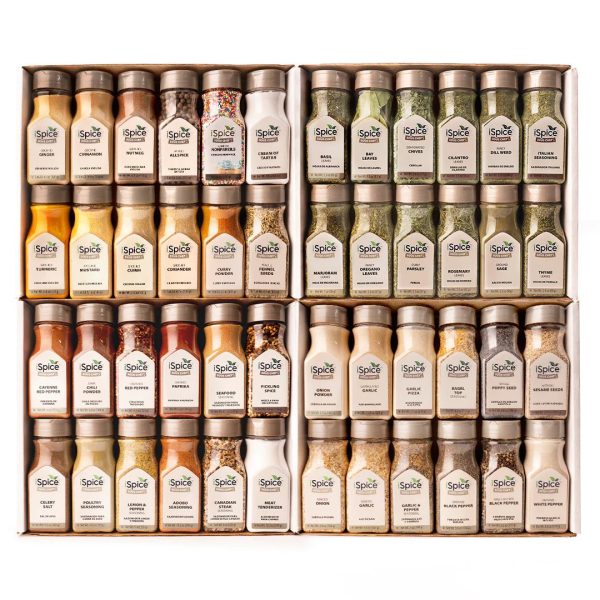 iSpice | 48 Pack of Spice and Herbs | Total Kitchen | Mixed Spices & Seasonings Gift Set | Kosher Online Sale