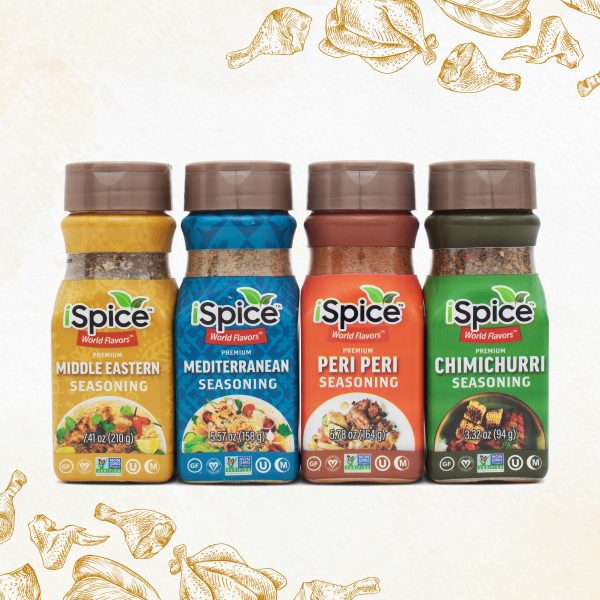 iSpice | 4 Pack of Ethnic Seasoning | Chicken Fit | Mixed Spice & Seasoning Gift Set | Halal | Kosher Online Sale